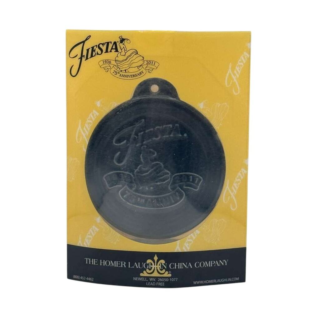 Fiesta 75th Anniversary 1936-2011 Black Ceramic Ornament Original Box New